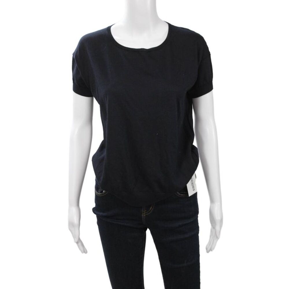 Falconeri Women Black Silk Cotton Short Sleeve Round Neck Basic T-Shirt Size S